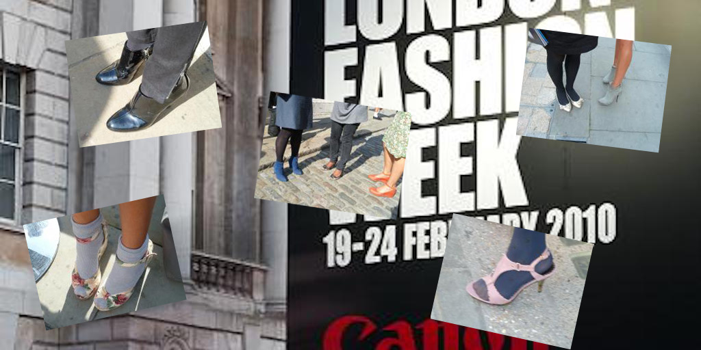 London Fashion Week 2010: composite image, Wikipedia background with additional photos Clare Brant.