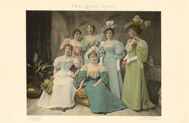 The cast of The Shop Girl in an 1895 souvenir programme © Victoria and Albert Museum, London The cast of The Shop Girl in an 1895 souvenir programme © Victoria and Albert Museum, London