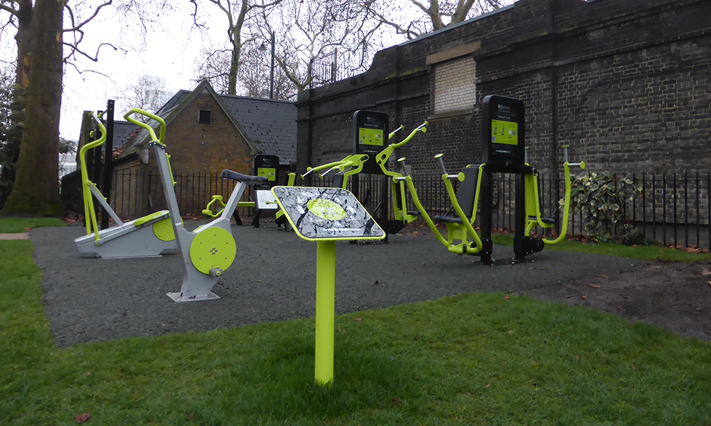 The new outdoor gym in the Embankment Gardens