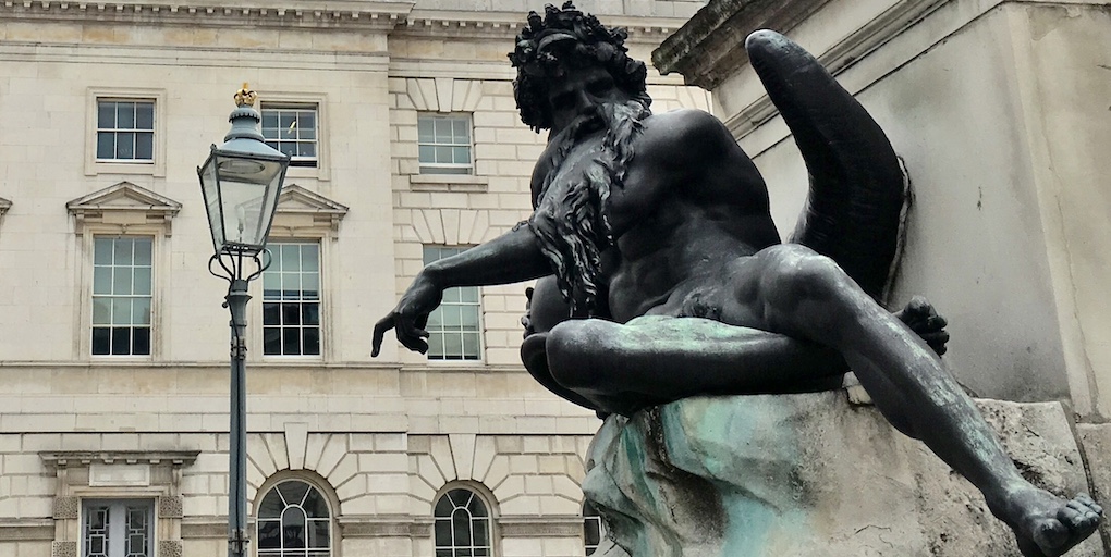 Top image: Detail of George II and The River Thames, by John Bacon.