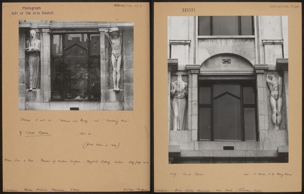 Left: The statues in situ on the Strand before 1937 (CON_B07186_F003_009). Right: The same statues after 1937 (CON_B07186_F003_020). The Courtauld Institute of Art. CC-BY-NC