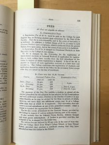 College fees, recorded in the King's College London Calendar, 1956-57, held at the King's College London Archives.