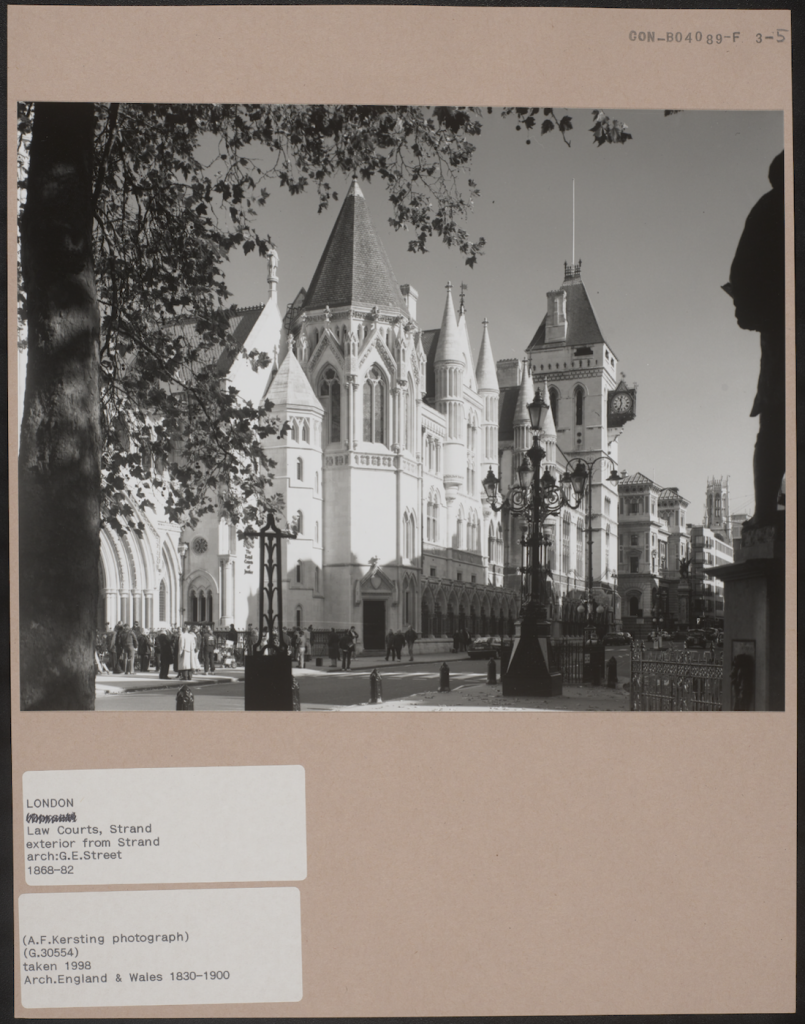 CON_B04089_F003_005, The Royal Courts of Justice by Anthony Kersting, The Courtauld Institute of Art. CC-BY-NC.