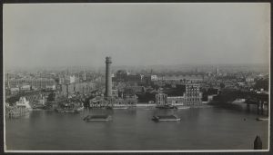 KER_PNT_H00568, 'London: South Bank from Shell Mex House', 17 Aug 1936, by Anthony Kersting, The Courtauld Institute of Art, CC-BY-NC.