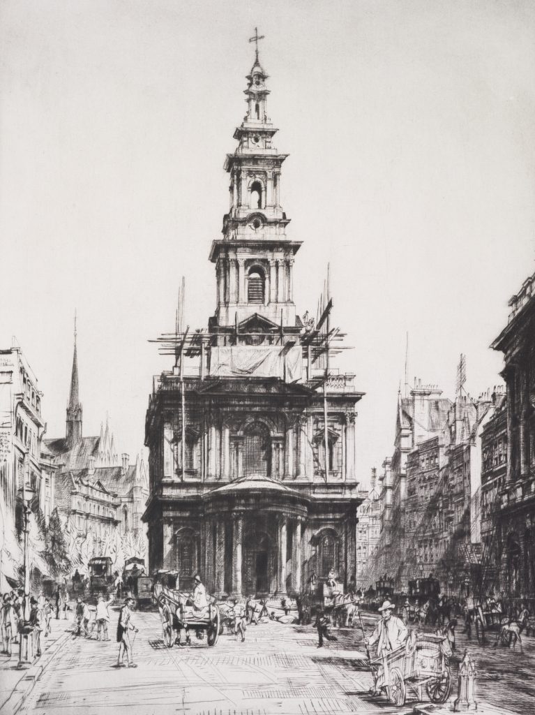 St. Mary le Strand, 1916, by Francis Dodd. Gift of Sir John Ilott, 1963. https://collections.tepapa.govt.nz/object/38715