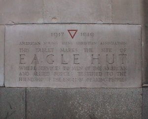 Inscription on Bush House commemorating the 'Eagle Hut'