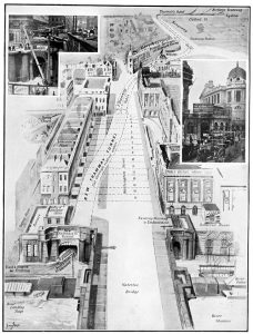 A diagram of the underground passage Kingsway Tram Tunnel provides between Kingsway and the North Embankment. 