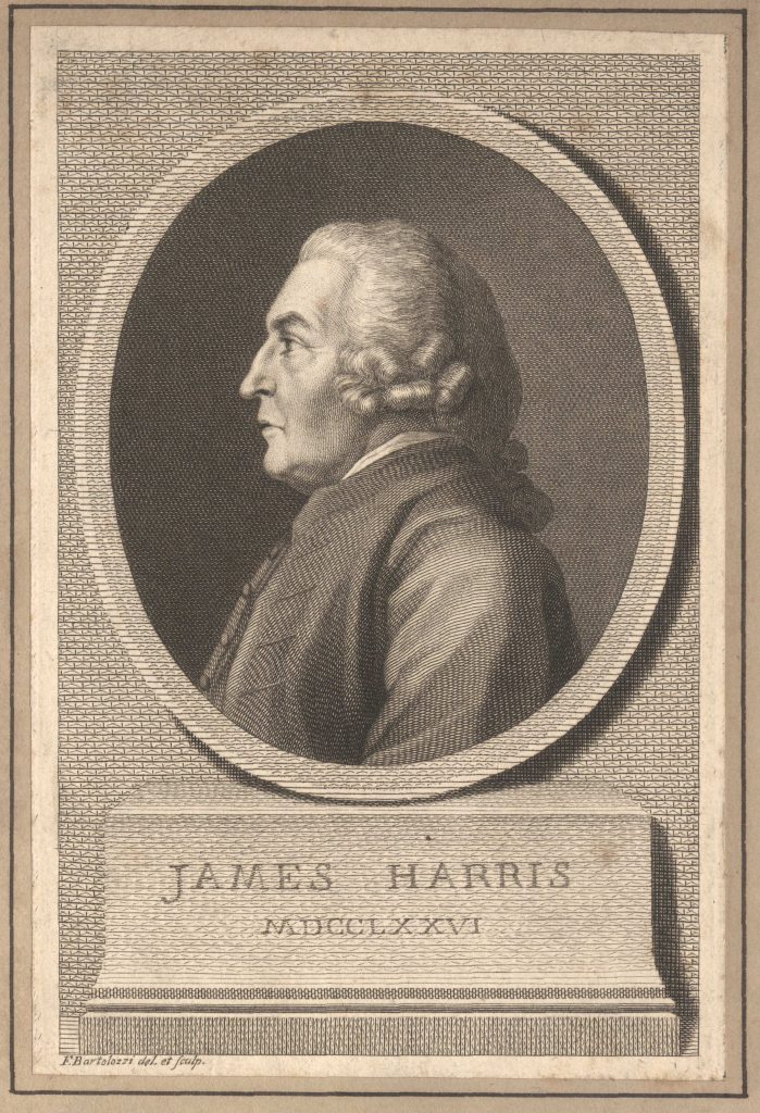 Engraving of the politician, John Harris, 1776, writer of the letter to John Nourse
